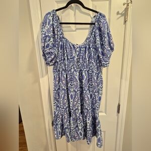 Blue Paisley Women's Milkmaid Dress